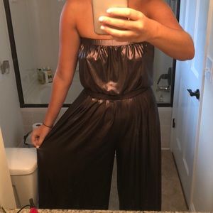 Urban Outfitters Strapless Metallic JumpSuit